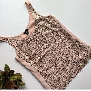J. Crew Collection Blush Pink Sequin 100% Silk Top